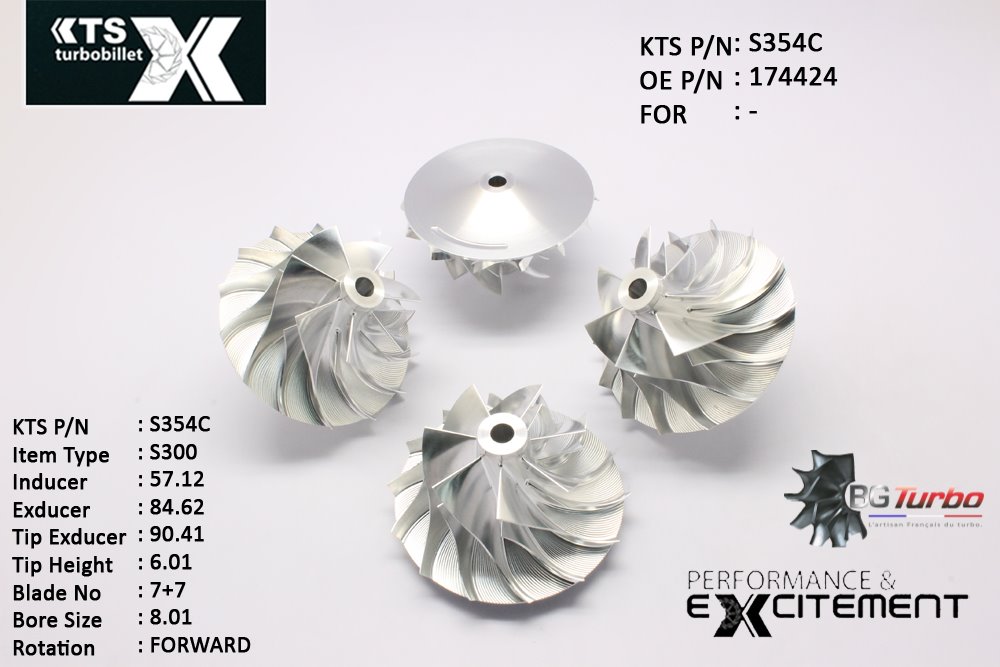 Turbo ROUE FORGÉE MFS PERFORMANCE - 7+7 PALES - INDUCER : 57,12 - EXDUCER : 84,62 - TYPE : S300ANGLE : 60° - ROTATION : Forward - SUPER BACK : 7 - BORE SIZE : 8,01
